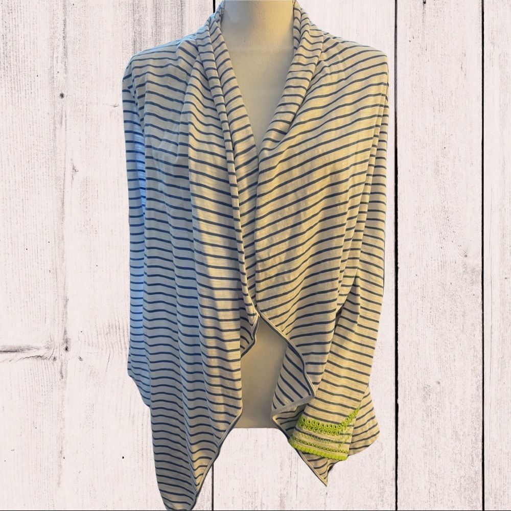 Women’s Vineyard Vines Blue & White Striped Drape Front Cardigan. Size XXS